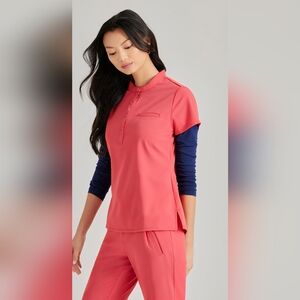 Women's Scrub Top (Size SMALL) And Scrub Pants (Size LARGE), Coral